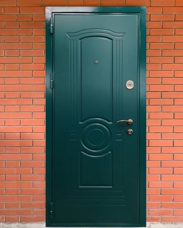 Дверь с МДФ зеленого цвета Дверь с МДФ зеленого цвета