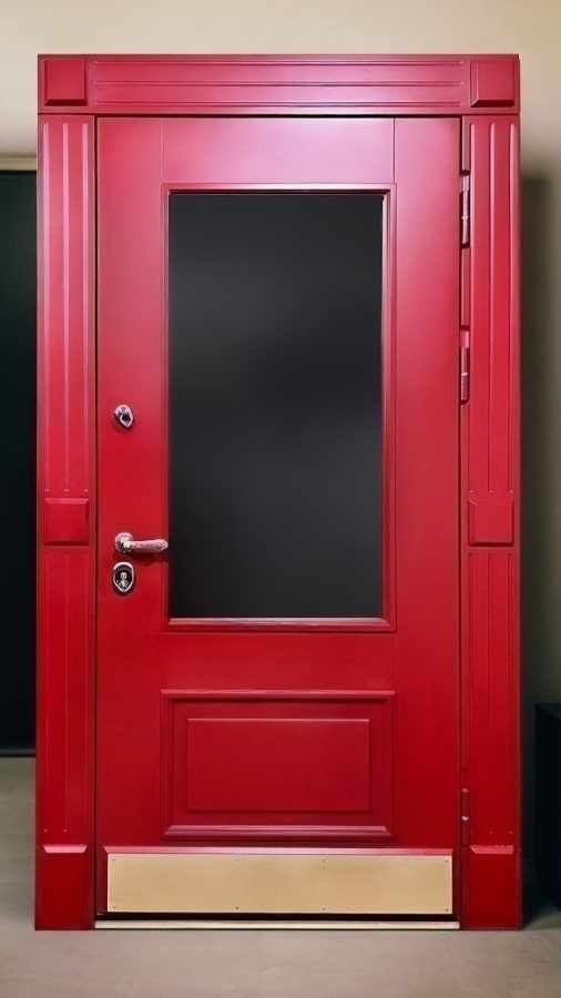 Красная дверь с отбойником Красная дверь с отбойником