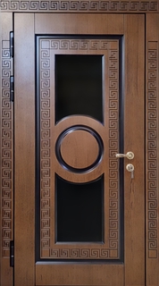 Металлическая дверь с остеклением и терморазрывом (МДФ с фрезеровкой «меандр»)