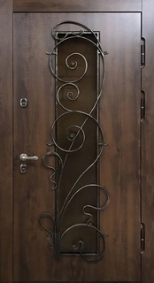 Остекленная металлическая термодверь с накладной решеткой (МДФ)