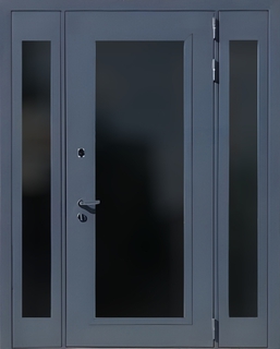 Остекленная термодверь с боковыми вставками и порошковым окрашиванием