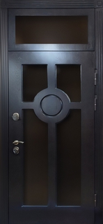 Стальная остекленная термодверь с фрамугой (плиты МДФ ПВХ)