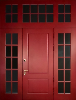 Стальная парадная термодверь с остеклением (красные панели МДФ RAL) Стальная парадная термодверь с остеклением (красные панели МДФ RAL)