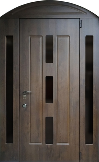 Стальная арочная термодверь с боковыми остекленными вставками (МДФ ПВХ)